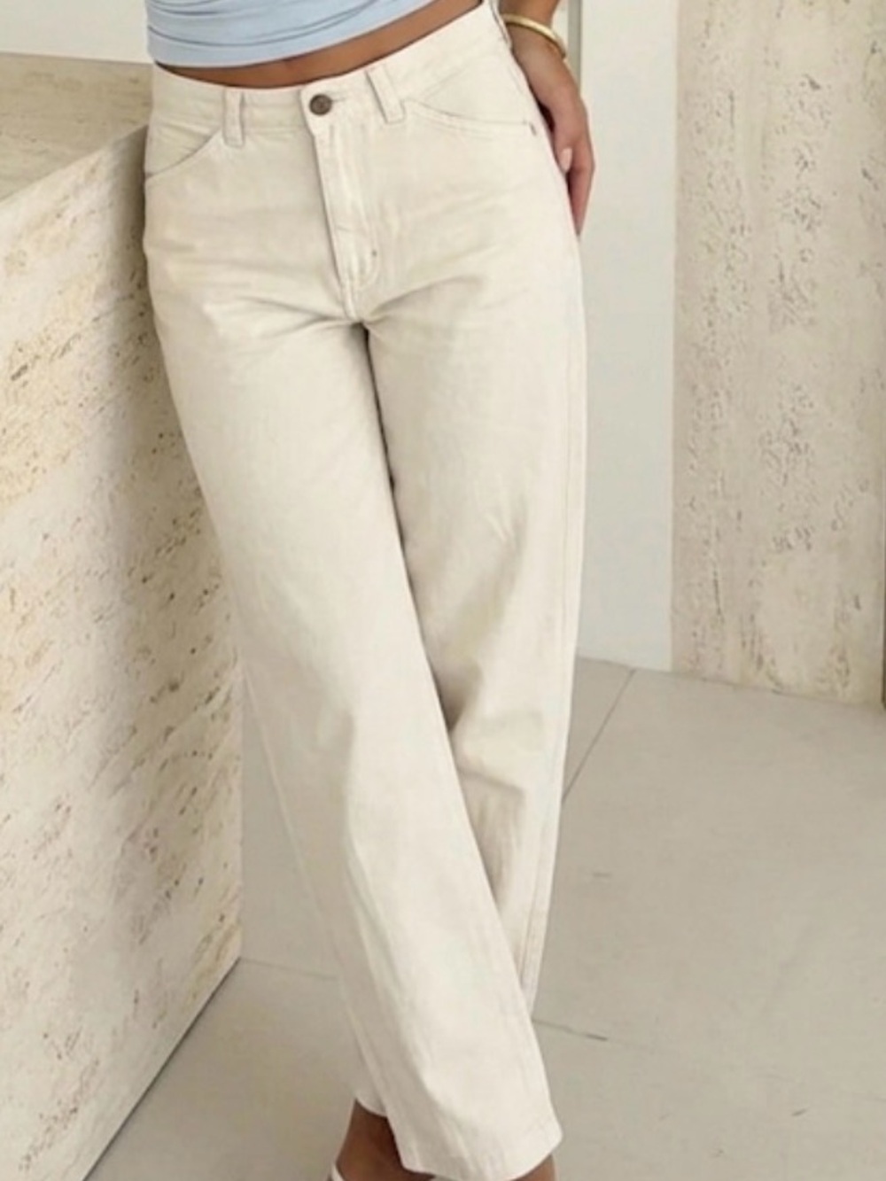Madewell Wide Leg Pants in Off-White/Cream